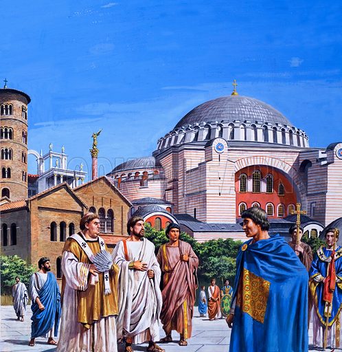 Artist depiction of the Hagia Sophia in Constantinople