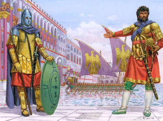 Byzantine soldiers in the city of Constantinople