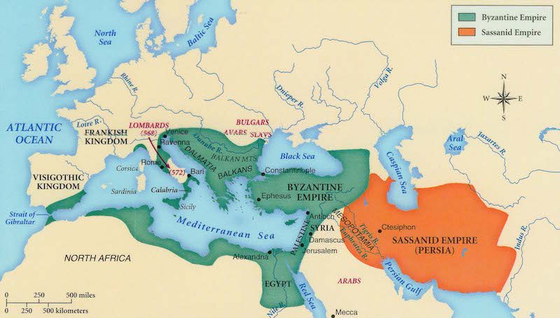 A Map of the Byzantine Empire in the Sixth Century.
