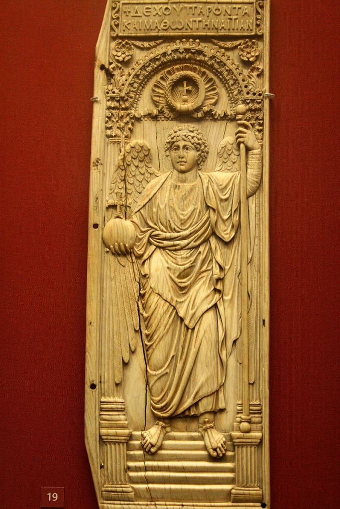 Archangel on Ivory. Made in the age of Justinian.